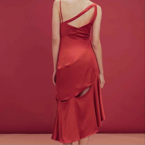 For Love & Lemons "Liv" Cut-Out Silky Slip Dress in Black - Picture 2 of 5